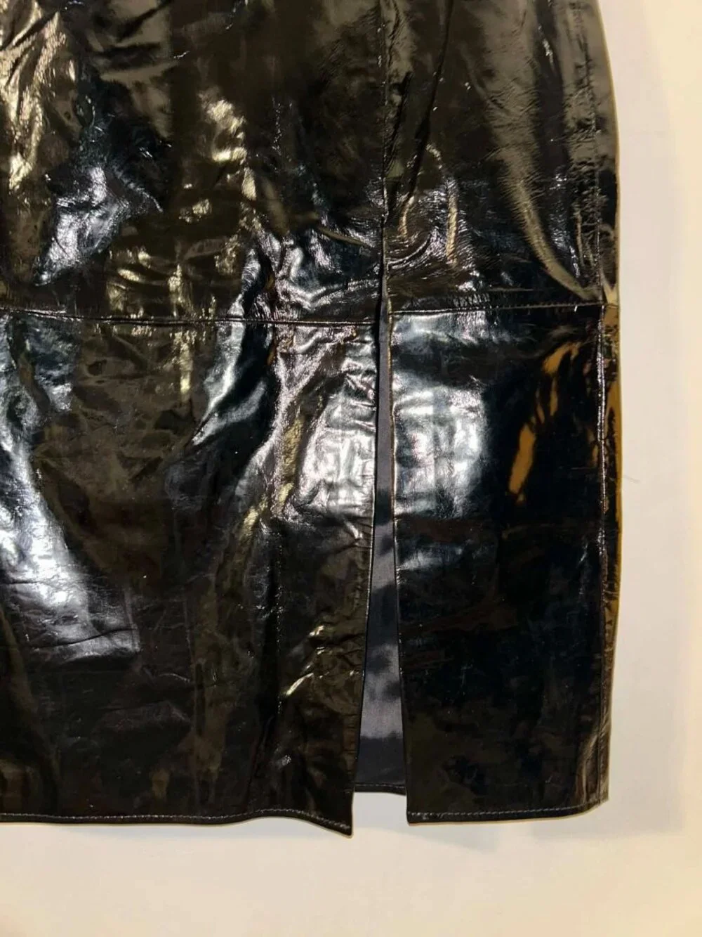 NWT $380 8 By YOOX Patent Leather High Waist Pencil Skirt Black Size 6